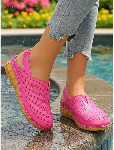  Roze geperforeerde slingback klompen voor dames – ademende, lichtgewicht en comfortabele schoenen voor casual gebruik, wandelen, reizen, tuinieren en dagelijks gebruik.