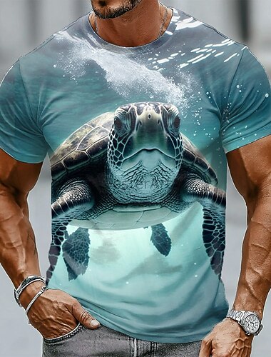  Herr Djur Rolig T-shirt Kortärmad T-shirt 3D-tryck Rund hals Skjorta Semester drivna Designer Fest Helgdag Blå Blå 2# Sommar Vår Kläder S M L XL XXL XXXL