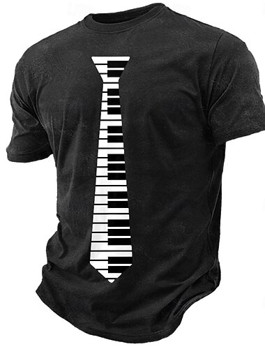  Herr Piano Rolig Slang T-shirt Kortärmad T-shirt 3D-tryck Rund hals Skjorta Mode Dagligen Dagligen Gata Blå Svart Grön Sommar Vår Kläder S M L XL XXL XXXL