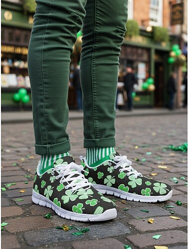  Herren-Sneaker zum St. Patrick's Day – grünes Kleeblattmuster, bequeme Passform, stilvolles Schuhwerk für Feierlichkeiten und Feste