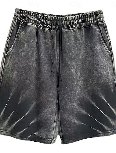  Homens Calção Shorts casuais Shorts com lavagem ácida Com Cordão Cintura elástica Lavado Cor Única Conforto Respirável Comprimento do joelho Casual Diário Ao ar livre Moda Roupa de rua Preto Azul