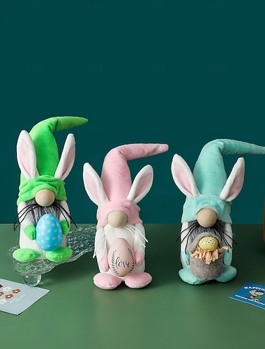  Osterkörbchen Füller 3er Pack Häschen Gnome Plüsch Osterdekorationen für Zuhause Frühlings Tomte mit Hasenohren Etageren Dekor Glückliche Feiertagsornamente Oster Geschenk für Kinder Mädchen Jungen
