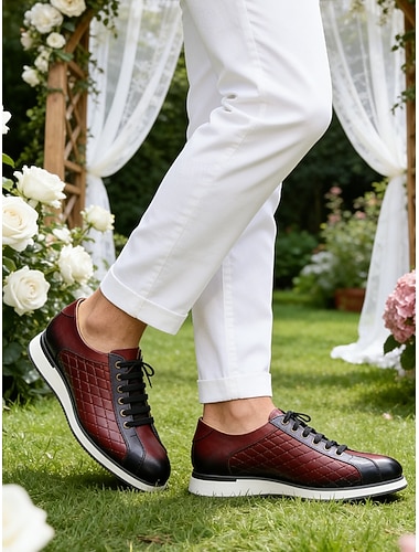  scarpe oxford da uomo in vera pelle – scarpe oxford stringate in pelle di vacchetta rossa per matrimoni, occasioni formali ed eventi aziendali