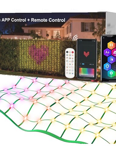  Outdoor-Netzbeleuchtung mit RGB- und DIY-Funktionen, smarte Netzbeleuchtung mit 64 Modi für die Terrassendekoration im Buschland, wasserdicht für den Außenbereich