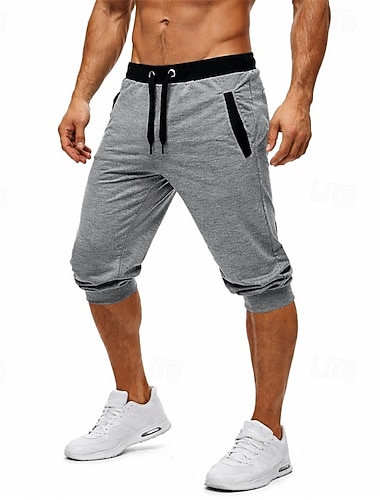  Herren Aktive Shorts Caprihose Sweat-Shorts Shorts Kordelzug Elastischer Bund Rein Einfach Komfort Knielang Täglich Outdoor Streetwear Sport Streetwear Schwarz Hellgrau Dehnbar