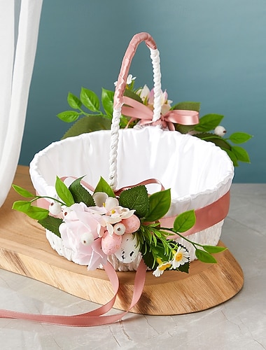  2 szt. wielkanocne kosze na owoce wiosenny wyjazd koszyczek kwiatowy w stylu zachodnim na wesele kosz do rozsypania kwiatów przez chłopca kosz weselny na cukierki i kwiaty