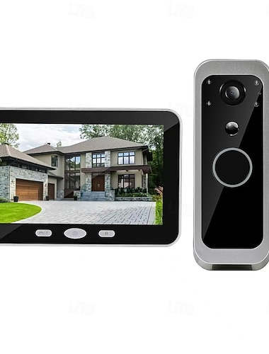  Ringeklokkekamera med bærbar skjerm, aktiv menneskelig gjenkjenningsvarsling, batteridrevet