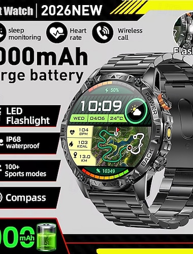  iMosi YK16 Smartklokke 1.7 tommers Bluetooth-anrops-smartklokke Skritteller Samtalepåminnelse Aktivitetsmonitor Kompatibel med Android iOS Unisex Lang ventetid Håndfri bruk Vanntett IP68 51mm Urkasse