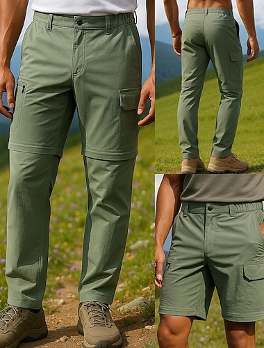  Męskie Spodnie przekształcane w szorty Spodnie turystyczne Spodnie softshell Wiosna Jesień Na wolnym powietrzu Regularny Wodoodporny Odporność na wiatr Doły Kieszeń Czarny Zieleń wojskowa Kemping i
