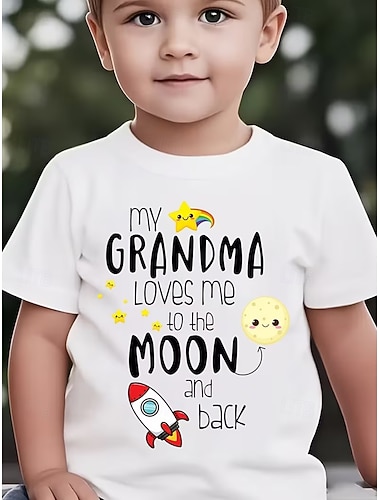  Ragazzi 3D Grafico Lettera Razzo Maglietta Manica Corta Stampa 3D Estate Primavera Sport Moda Streetwear Bambini 4-12 Anni Girocollo Casuale Quotidiano All'aperto Vestibilità regolare