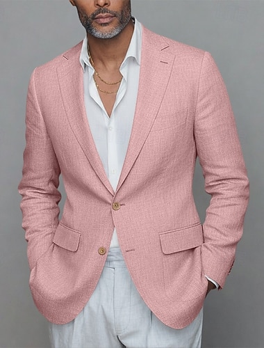  Homme Veste blazer Col cranté Mode Léger Occasionnel Couleur Unie Blazer Noir Vert Claire Rose Claire Coupe sur mesure à boutonnage simple à 2 boutons