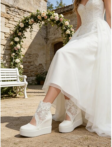  Femmes Chaussures de Mariage Bottes Chaussures Femmes Cadeaux de Saint-Valentin Bottes Sandales Bottes d'Été Soirée Chaussures de Mariée Chaussures de Demoiselle d'Honneur Plateau Compensé Talon