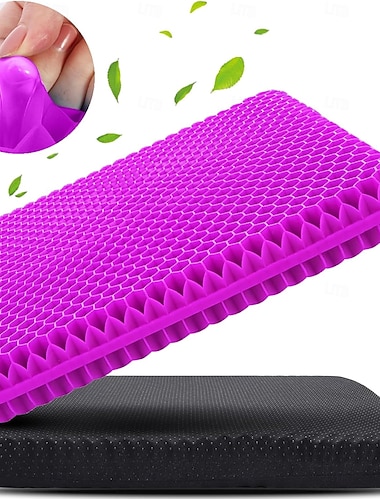  Gel-Sitzkissen für bequemes Sitzen auch über lange Zeit &atmungsaktives Gelkissen für Rollstühle, Gel-Stuhlkissen bei Hüftschmerzen, Gel-Sitzkissen für Bürostühle (schwarzer Bezug)