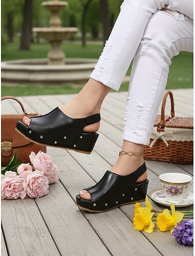  Sandales compensées marron pour femmes – style rétro décontracté, semelle de soutien pour un confort quotidien, à la maison, pour le shopping et les sorties décontractées