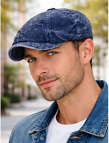  قبعة بيريه رجالية من البوليستر المخملي - ألوان متعددة - للاستخدام اليومي والمناسبات غير الرسمية