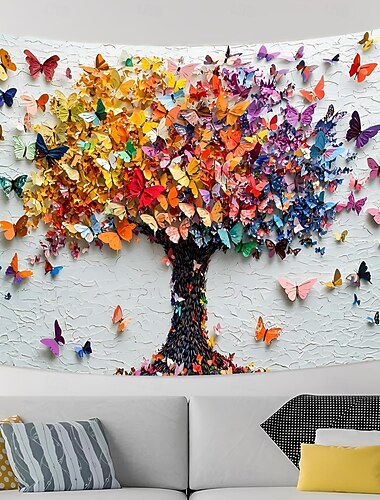  veggteppe fargerik trekunst levende natur veggteppe dekorativt stoff til stue soverom sovesal og gaveideer