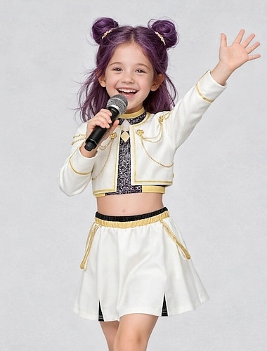  Kpop-inspirert Inspirert av koreansk idol Popstjerne Kostume Fancy dress Virtuelt idol for Jente Barn Halloween Karneval Ytelse Comic Con Anime-messe