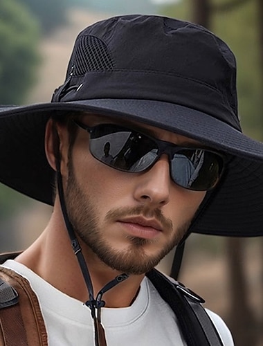  Solhatt Bøtte Hatt Boonie-hatt Vanntett UV Beskyttelse Sommer Vår Snorer Bred kant Herre Fisking Aktivitet