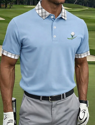  Per uomo Semplice Golf Polo Sportivi Manica Corta Magliette polo Camicie con Colletto Casual Athleisure Bottoni Primavera & Estate Blu Bianco Giallo
