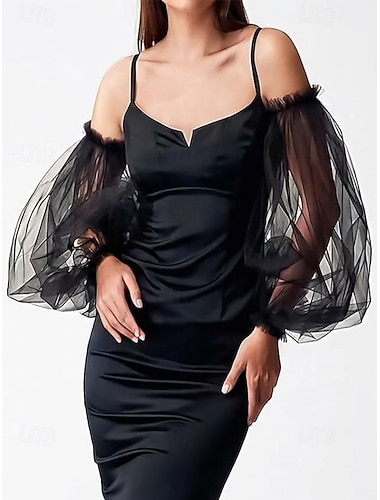  Dameshandschoenen van tule met pofmouwen – zwart-wit, zacht en elegant mesh-materiaal, perfect voor bruiloften, feesten en avondevenementen.