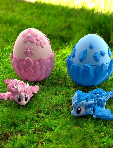  Uovo di drago pasquale stampato in 3D con cristallo articolato misterioso rimovibile, giocattolo antistress per adulti, arredamento per ufficio, giocattolo da scrivania per dirigenti, animali stampati