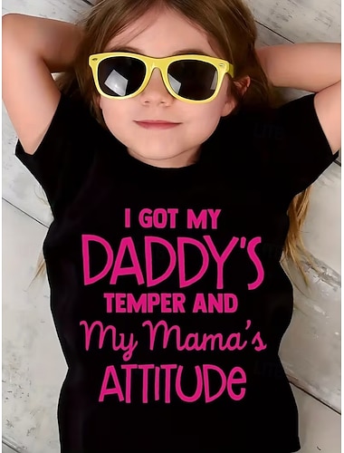  Flickor 3D Grafisk Bokstav T-shirt Kortärmad 3D-tryck Sommar Vår Sport Mode Streetwear Barn 4-12 år Rund hals Ledigt Dagligen Utomhus Normal