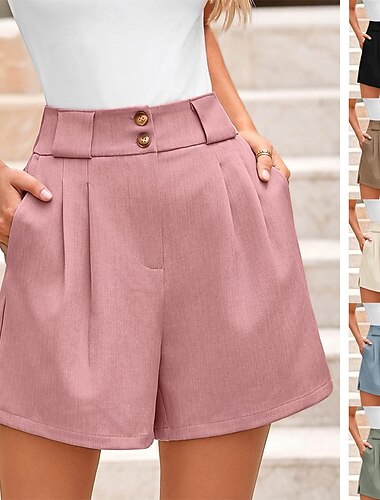  Dames Chinese Zomer korte broeken Strandshorts Baggy korte broek Vakantie Modieus Streetwear Korte Hoge taille Effen Zak Elastische taille Comfort Lichtgewicht Zacht Micro-elastisch Buiten Straat