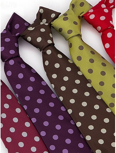  Polyester herenstropdas met stippen, klassiek patroon met meerdere kleuren, elegante slanke stijl voor bruidsjonkers, bruiloften, formele diners, banketten en zakelijke evenementen.
