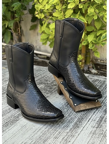  Rétro Vintage Hippie Années 1970 Chaussures Bottes western Hippie Cowboy de l'Ouest Déguisement Homme Carnaval Mascarade Vacances Tenue quotidienne Adulte Chaussures