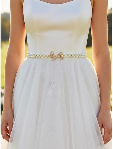  Damesriem van imitatieparels en legering, elegante bruids- en feestriem, verkrijgbaar in verschillende stijlen, ideaal voor bruiloften, formele gelegenheden en avondevenementen.