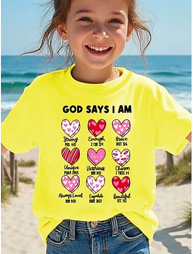  Valentýna Dívčí 3D Srdce Grafika Tričko Košilky Krátký rukáv 3D tisk Léto Jaro Sportovní Módní Šik ven Děti 4-12 let Tričkový Ležérní Denní Venkovní Běžný