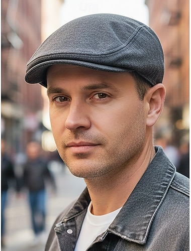  قبعة بيريه رجالية كاجوال من البوليستر بتصميم بسيط وأنيق، متوفرة بألوان متعددة، مثالية للارتداء اليومي