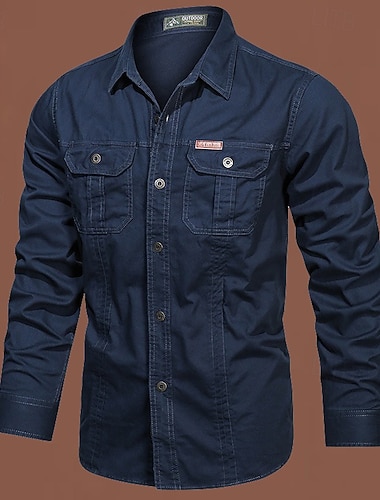  Miesten cargo-paita Kauluspaita vaellukseen Taktinen sotilaallinen paita Pitkähihainen Sänkyjen avaus Topit Ulko- Hengittävä Kevät Syksy Puuvilla Musta Valkoinen Armeijan vihreä Metsästys Treenata