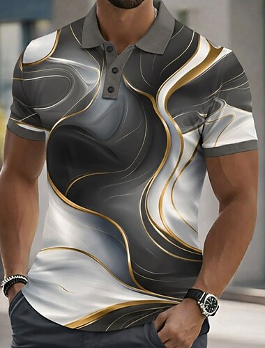  Ανδρικά Μάρμαρο Μπλουζάκια πόλο Κοντομάνικο Μπλουζάκια πόλο Πουκάμισα με γιακά Καθημερινό Ένδυση γυμναστικής και άθλησης Κουμπιά Καλοκαίρι Άνοιξη Θαλασσί Πράσινο του τριφυλλιού Γκρίζο