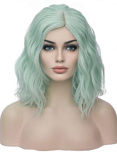  Perruques vertes pour femmes courte bouclée bob ondulée filles perruque vagues corporelles vert menthe résistante à la chaleur cosplay party