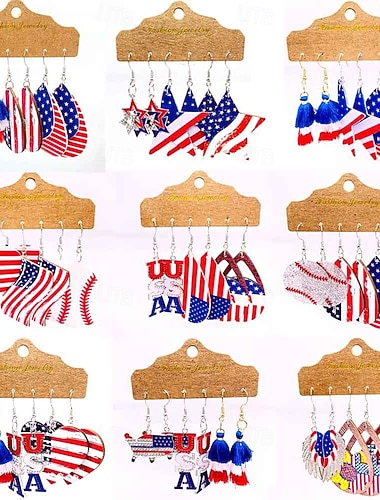  250e anniversaire des États-Unis Boucles d'oreilles Cosplay Adulte Femmes Jour de l'Indépendance / 4 Juillet 4 Juillet Soirée Performance Se déguiser