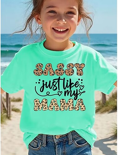  Dívčí 3D Grafika Písmeno Tričko Košilky Krátký rukáv 3D tisk Léto Jaro Sportovní Módní Šik ven Děti 4-12 let Tričkový Ležérní Denní Venkovní Běžný