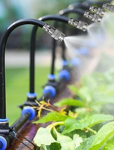  Nebelkühlungssystem für den Außenbereich mit verstellbaren 360°-Nebeldüsen, automatisches Bewässerungs- und Wassersystem für Garten, Terrasse, Gewächshaus, Kühlung und Luftbefeuchtung