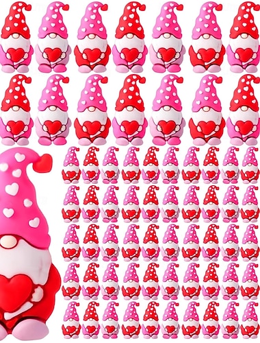  30 Stück Mini-Gnome-Figuren zum Valentinstag, winzige Gnome-Figuren als Geschenk, kleine Gnome zum Verstecken, Gummi-Gnome-Statuen für die Valentinsparty (3 Farben)