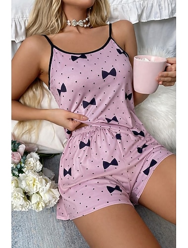  Sexy Pyjama-Set mit Camisole-Print für Damen mit Alphabet-Print