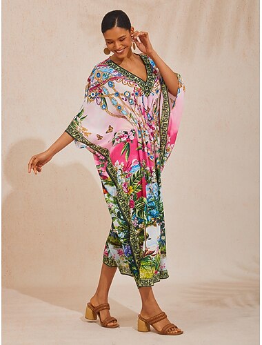  rosa Dschungelparty fließender Chiffon-Diamantkaftan