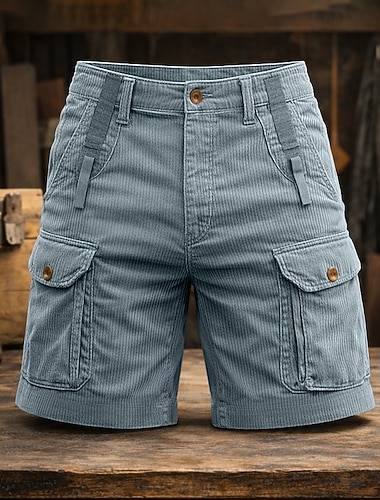  Herren Cargohose Cargohosen Cargo-Shorts Shorts Cordshorts Knopf hoch Strukturiert Einfach Knielang Lässig Outdoor Streetwear Mode Streetwear Schwarz Armeegrün Unelastisch