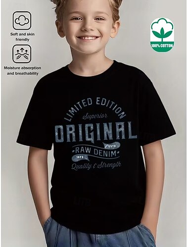  100% Cotone Bambini Ragazzi Blu Nero Rosso Grafico Citazioni & Detti Maglietta Blusa Girocollo Manica Corta All'aperto Abbigliamento Quotidiano Moda Streetwear Designer Stampa Estate Primavera