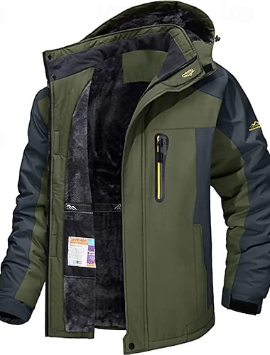  Homens Jaqueta de Inverno Casaco de lã Jaqueta Softshell Jaqueta Corta-Vento Montanhismo Esportes de Neve Térmico / Quente Prova-de-Água Com Capuz IMPERMEÁVEL Inverno Outono Roupa de Esporte Padrão