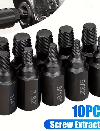  10-teiliges Set robuster Gewindeausdreher – zum einfachen Entfernen beschädigter, abgenutzter oder abgebrochener Schrauben und Sechskantschrauben &Befestigungselemente, hochfeste Konstruktion für