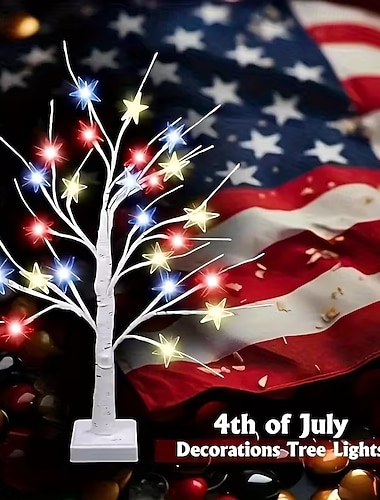  luci a led per alberi patriottici, adatte per uso interno ed esterno, ideali per il giorno dell'indipendenza, il Ringraziamento, le celebrazioni nuziali, la decorazione della camera da letto e del