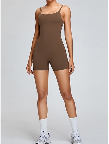  Damen Formende Unterwäsche Onesie Mode Süß Einfarbig Rückenfrei Shorts Urlaub Straße Ausgehen Ärmellos Träger Schwarz Rosa Leicht Braun Braun Leicht Blau Sommer Frühling Figurbetonter Schnitt