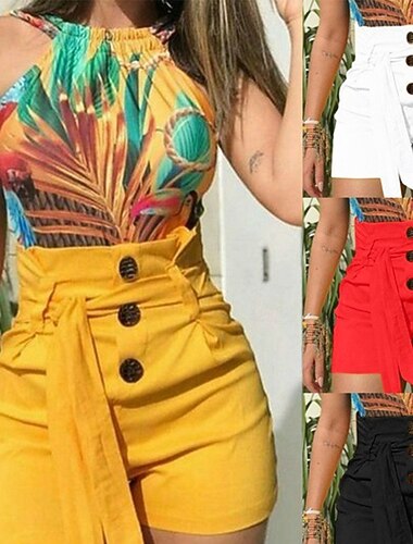  Γυναικεία Σορτσάκια Καλοκαίρι παντελόνι Καλοκαιρινό σορτς Σορτς παραλίας Διακοπές Μοντέρνα Καθημερινά σύντομο Ψηλή Μέση Συμπαγές Χρώμα Σκέτο Κορδόνι Φερμουάρ Άνεση Γρήγορο Στέγνωμα Moale Μικροελαστικό