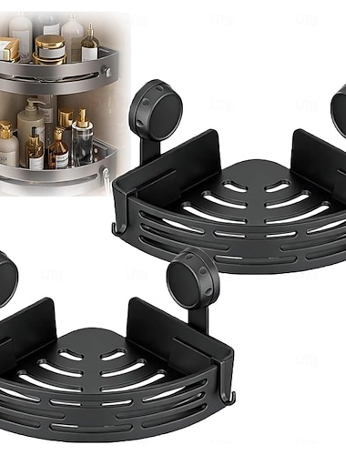  2-stöckiges Eckregal fürs Badezimmer (ohne Bohren), Eckregal mit Saugnapf für die Dusche, Duschkorb mit Saugnapf, rostfreier Organizer-Korb für die Ecke, platzsparend für Badezimmer im