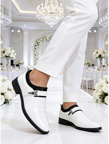  herre business lakk i kunstskinn komfortabel sklihemmende loafers svart hvit brun sommer vår og bryllup